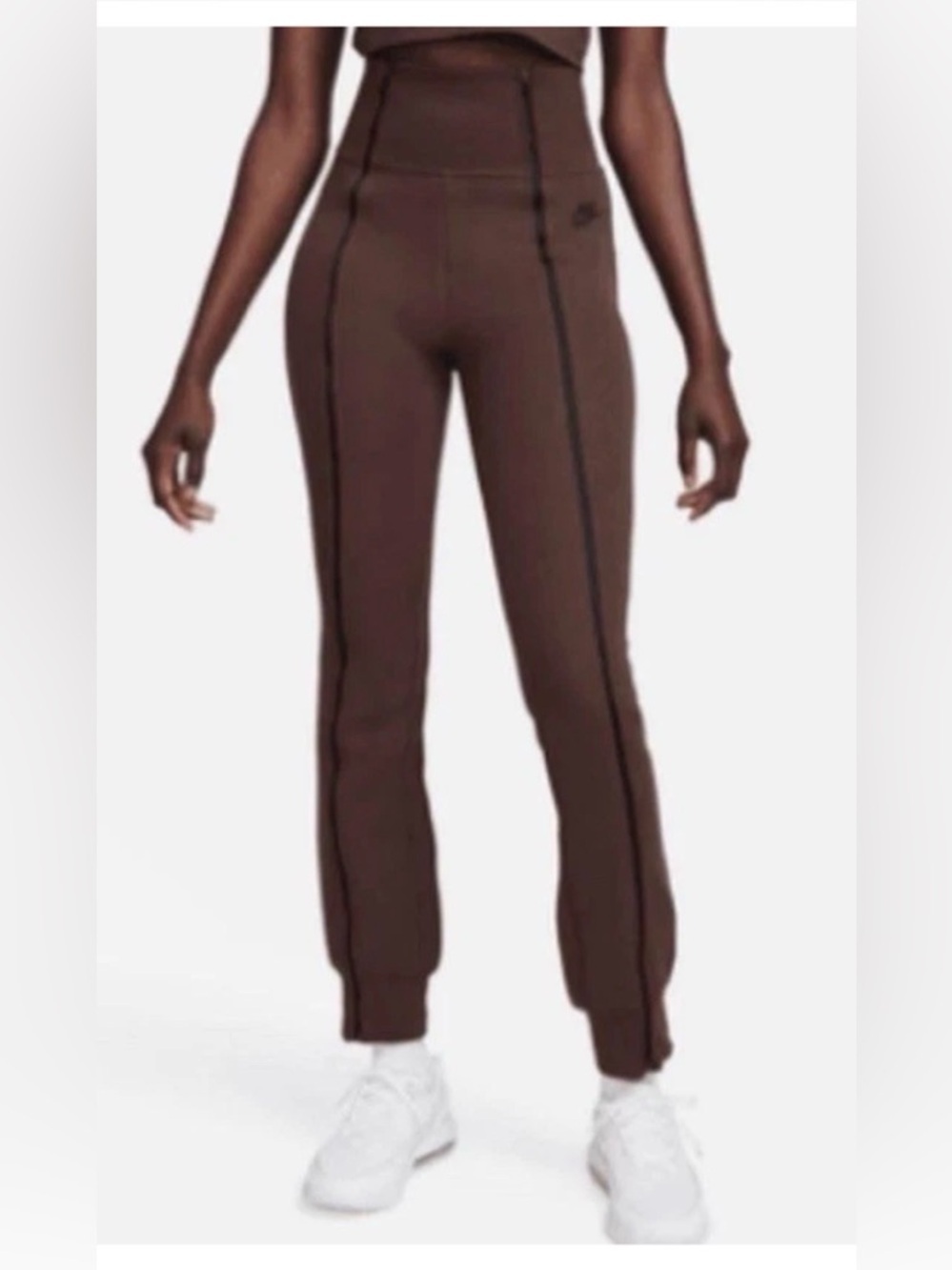 WOMENS NIKE NWT TECH FLEECE HIGH-WAISTED SLIM ZIP PANTS XS BROWN